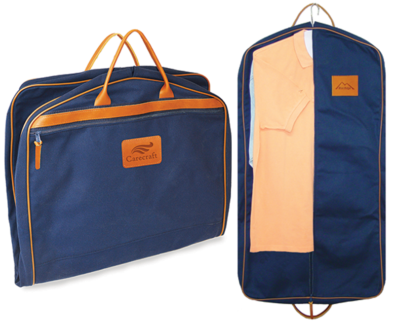 Deluxe Garment Bag with Leather Handles & Trim